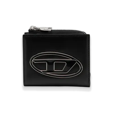 Diesel 1Dr Card Holder Zip L Bi-Fold Card Holder In Nappa Leather "Black"