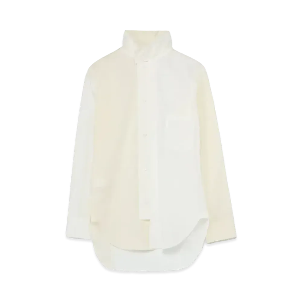 Yohji Yamamoto Y's 60 LAWN POWDER SNOW WASHER FRONT OPEN SQUARE BLOUSE "White"