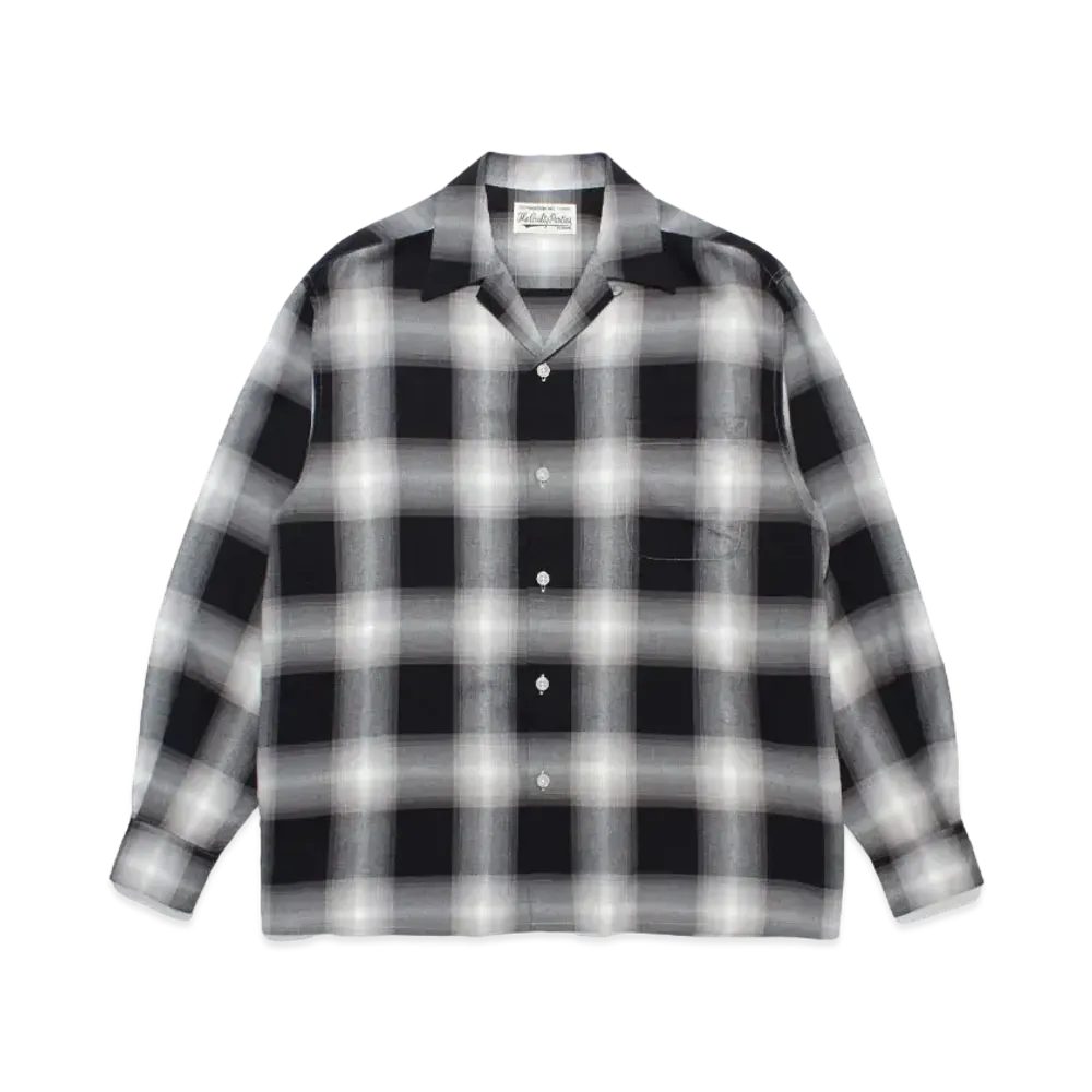 WACKO MARIA Check Open Collar Shirt "Gray"
