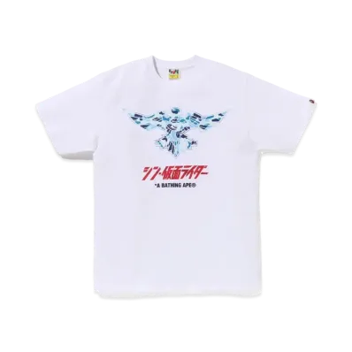 A BATHING APE x Shin Kamen Rider Shocker Emblem Tee "White/Blue"