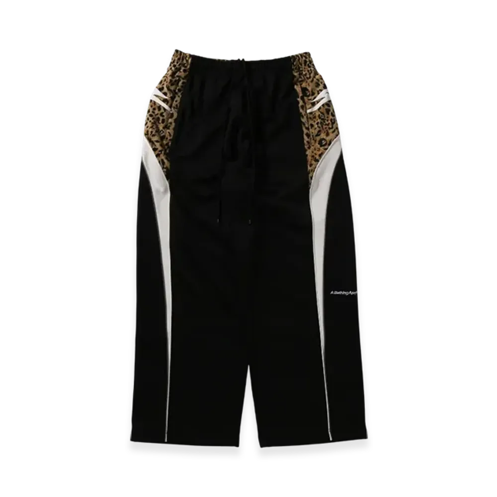 A BATHING APE Wild Leopard Pattern Oversized Fit Track Pants "Black"