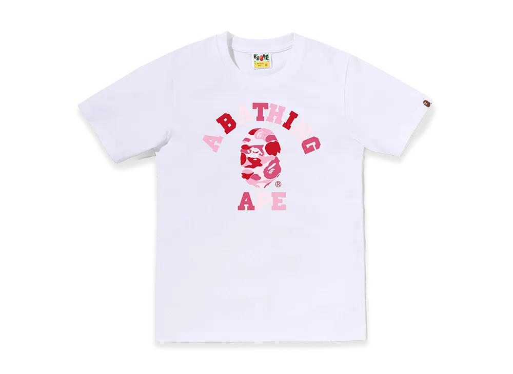 A BATHING APE Women's ABC Camo College Tee "White/Pink"