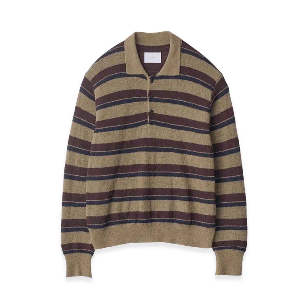 ssstein W/AL/NY Knit Stripe Polo LS "Brown Navy Mix"