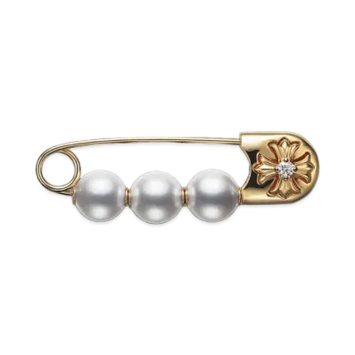 Chrome Hearts x MIKIMOTO 22K Pearl Small Safety Pin "White/Gold"