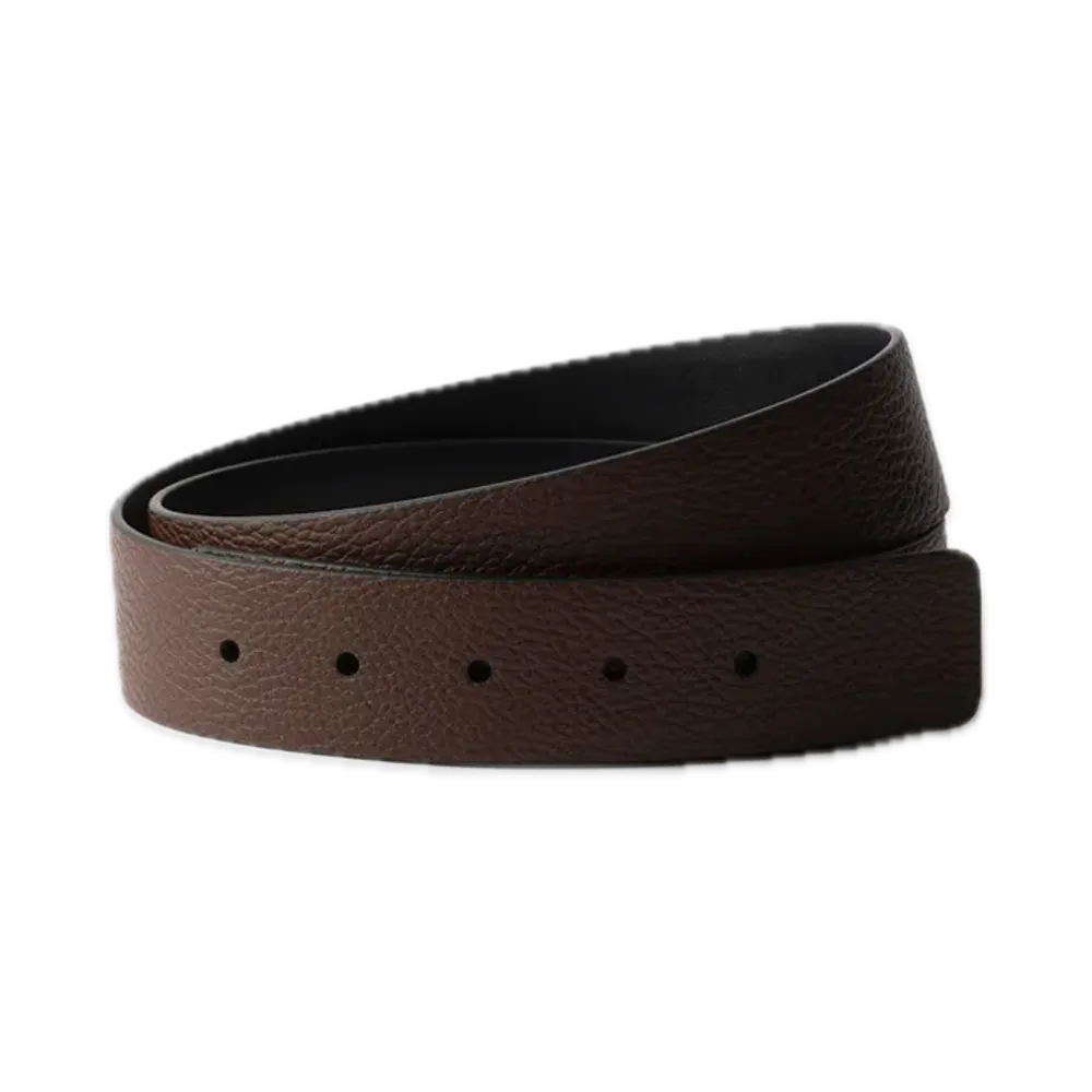 PRADA Leather Belt Strap "Copper Brown/Black"