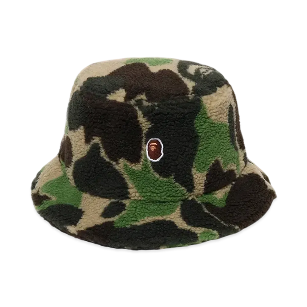 A BATHING APE ABC Camo Boa Fleece Bucket Hat "Green"