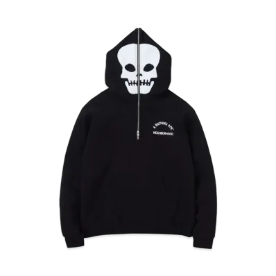 NEIGHBORHOOD x A BATHING APE Two Face Half Zip Hoodie "Black"