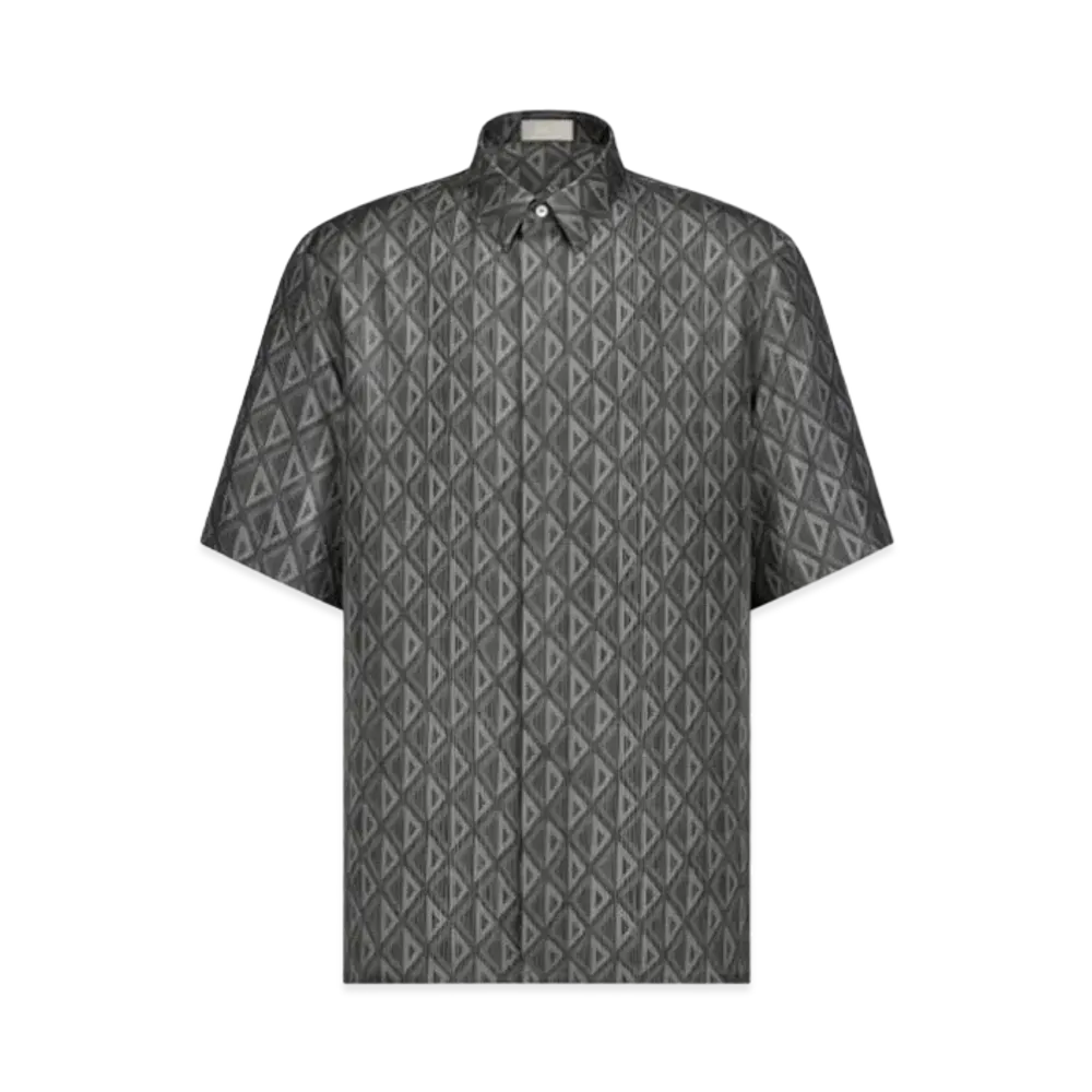 Dior Men's CD Diamond Short-Sleeved Shirt Silk Twill "Black/Grey"