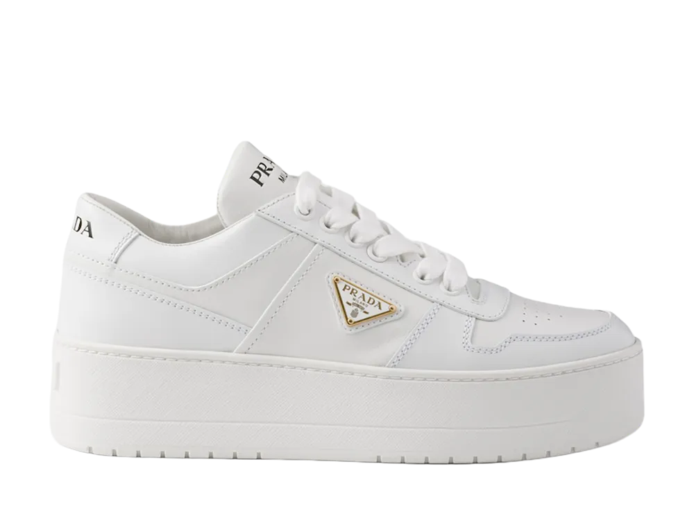 PRADA Women's Downtown Bold Leather Sneakers "White"
