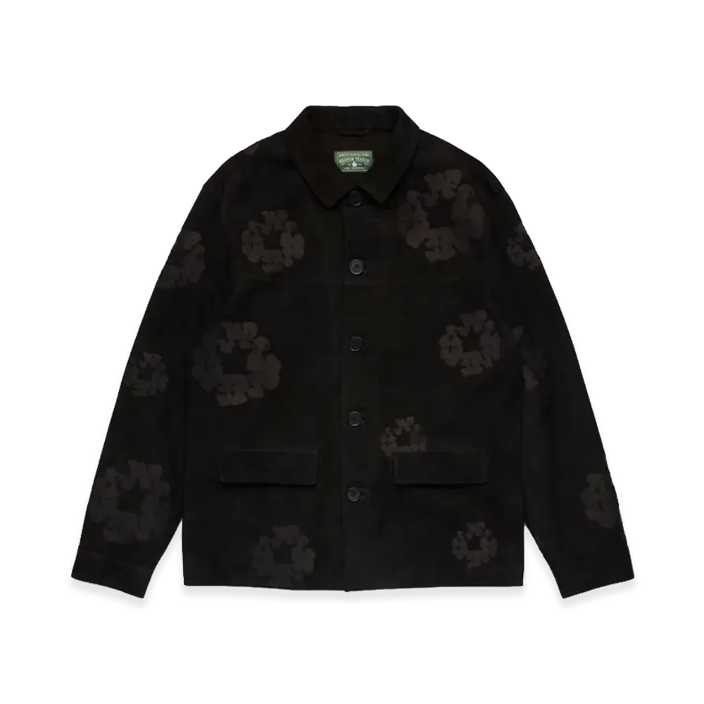 DENIM TEARS Cotton Wreath Suede Welding Jacket "Black"