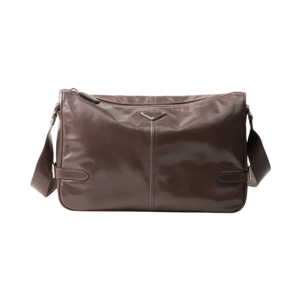 PRADA Leather Shoulder Bag "Bamboo/Beige"