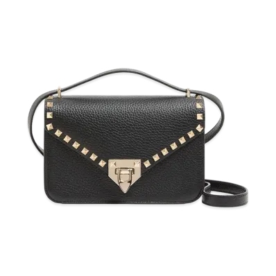 Valentino Women's Small Rockstud Calfskin Shoulder Bag "Black"