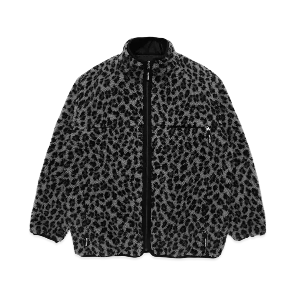 WACKO MARIA Reversible Leopard Boa Flece Jacket "Gray"