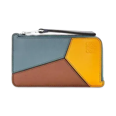 LOEWE Puzzle Coin Cardholder In Classic Calfskin "Yellow Mango/Tan"