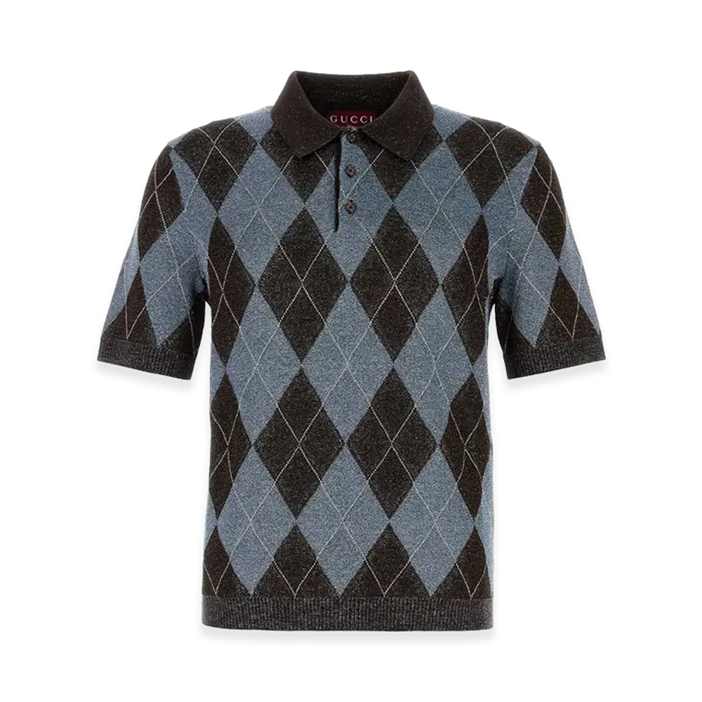 GUCCI Embroidered Wool Blend Polo Shirt "Printed"