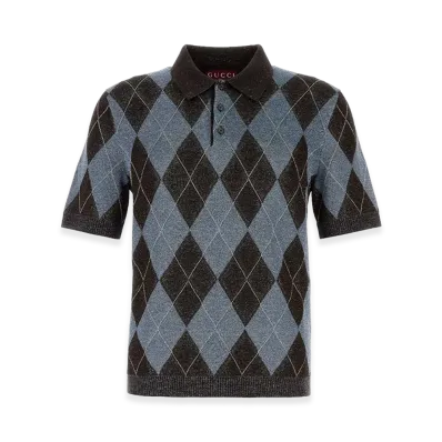 GUCCI Embroidered Wool Blend Polo Shirt "Printed"