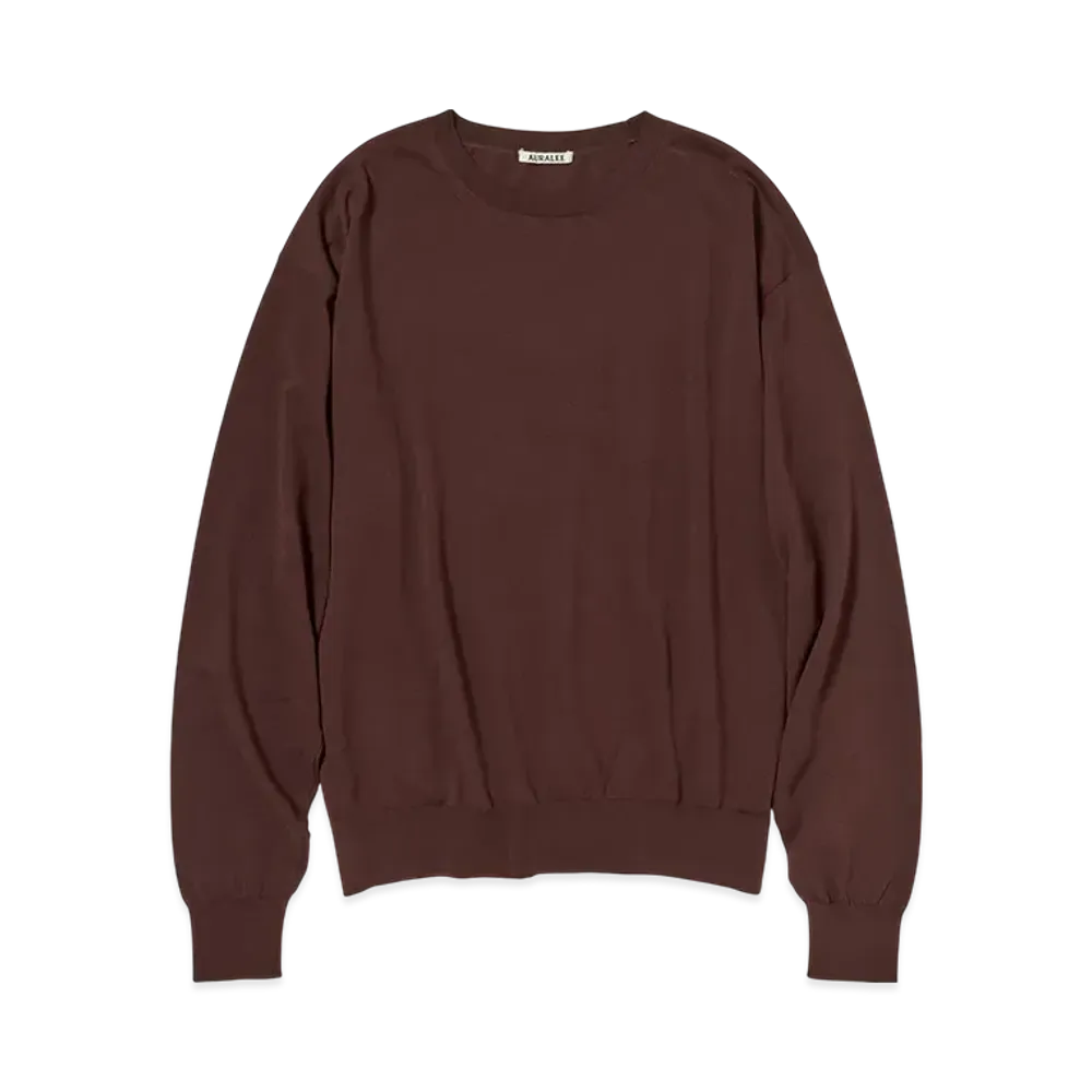 AURALEE Super High Gauge Cotton Knit P/O "Brown"