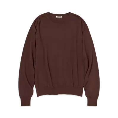 AURALEE Super High Gauge Cotton Knit P/O "Brown"