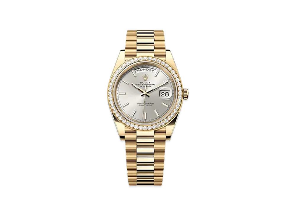 ROLEX Day-Date 40mm Yellow Gold Diamond 228348RBR "Silver"