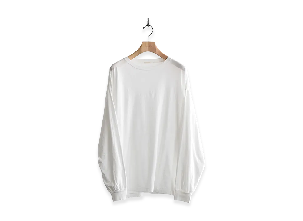 COMOLI Thin Cotton Long Sleeve T-Shirt "White"