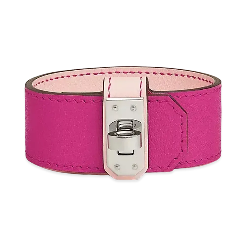 Hermes Kelly Twist Bracelet Small Model "Rose Shocking/Palladium"