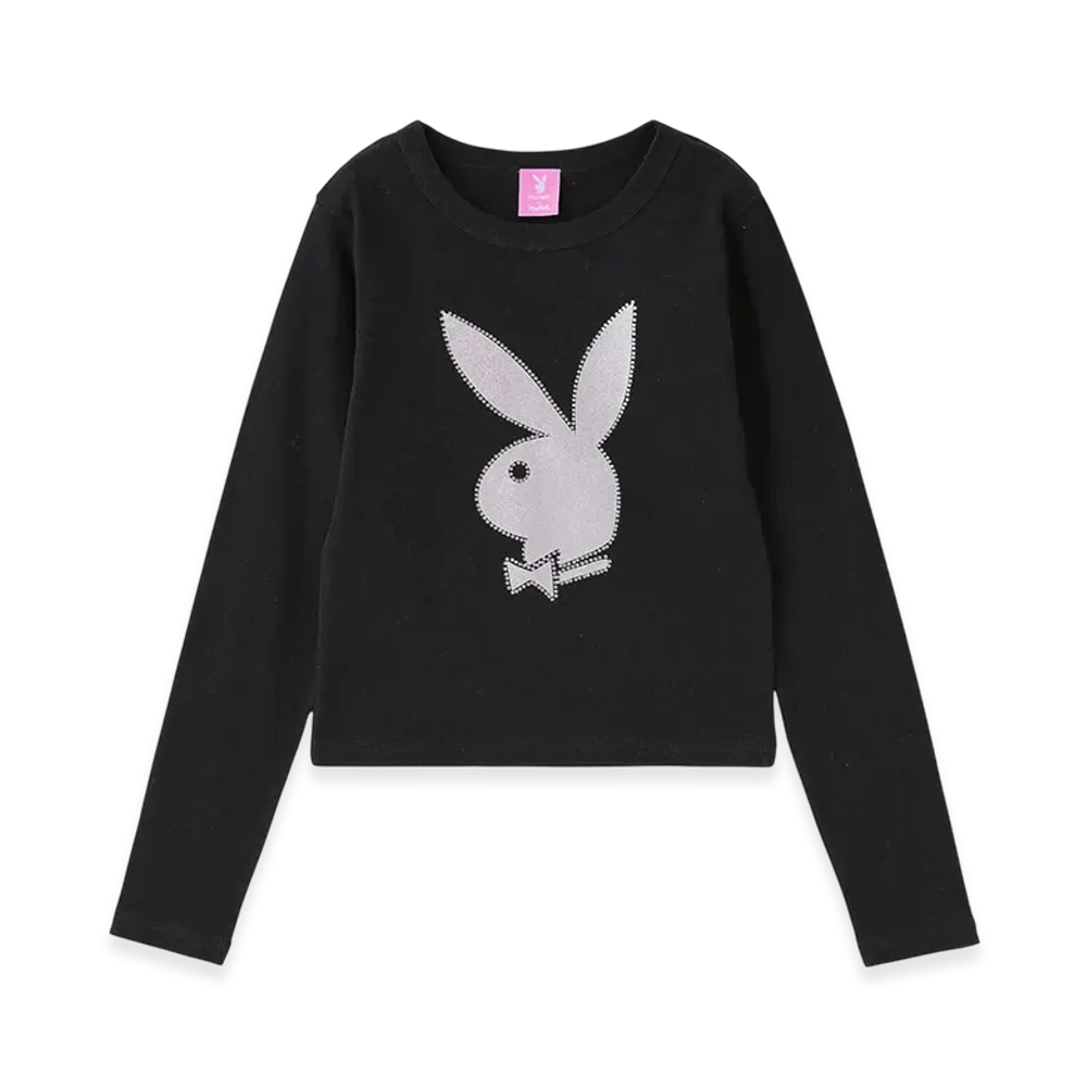 X-Girl x Playboy L/S Baby Tee "Black"