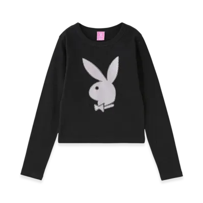 X-Girl x Playboy L/S Baby Tee "Black"
