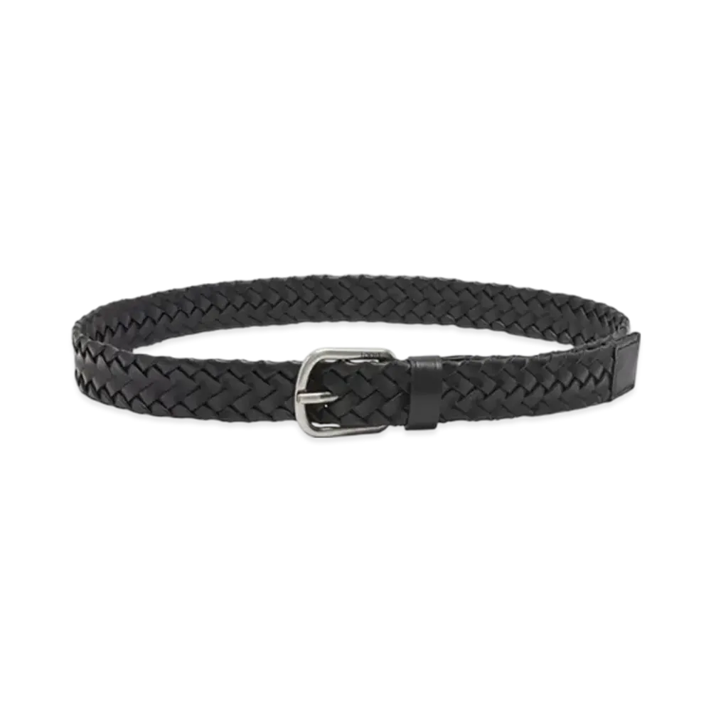 LOEWE Chunky Woven Belt "Black/Vintage Palladium"