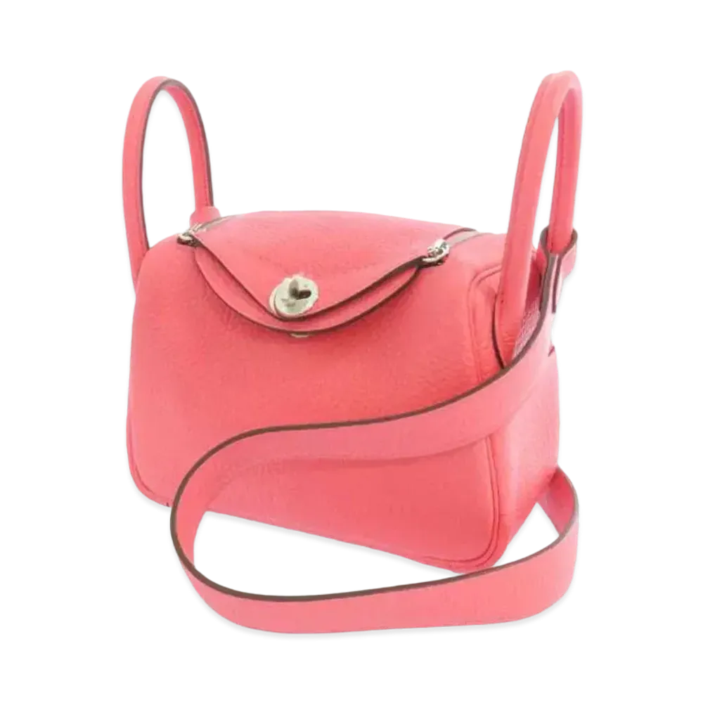 Hermes Lindy Clemence Leather Hand Bag "Rose Azalee"
