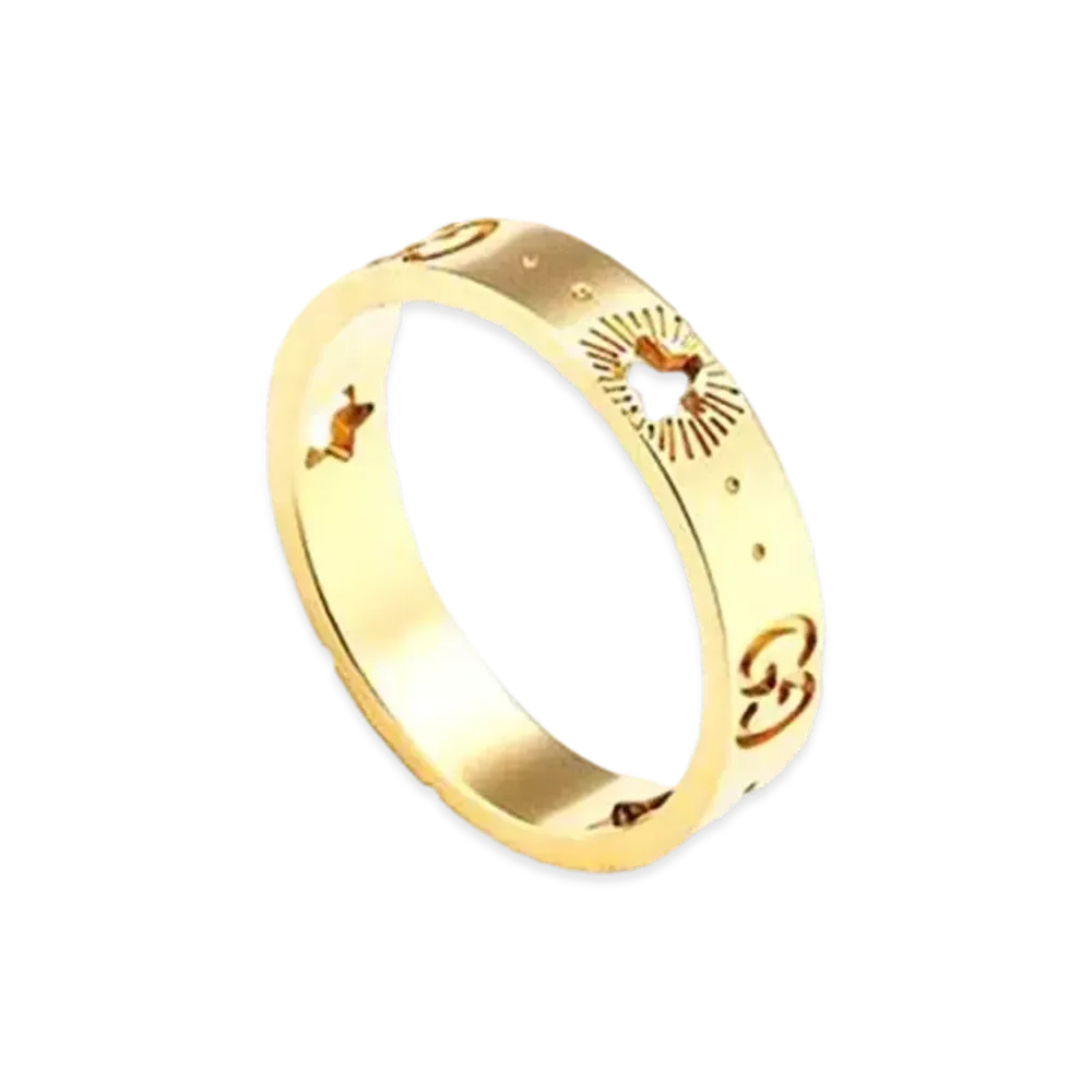 GUCCI Icon Yellow Gold Ring With Stars "Gold"