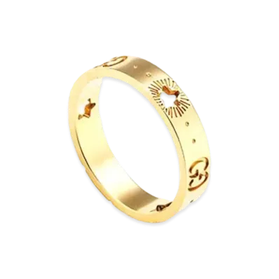 GUCCI Icon Yellow Gold Ring With Stars "Gold"