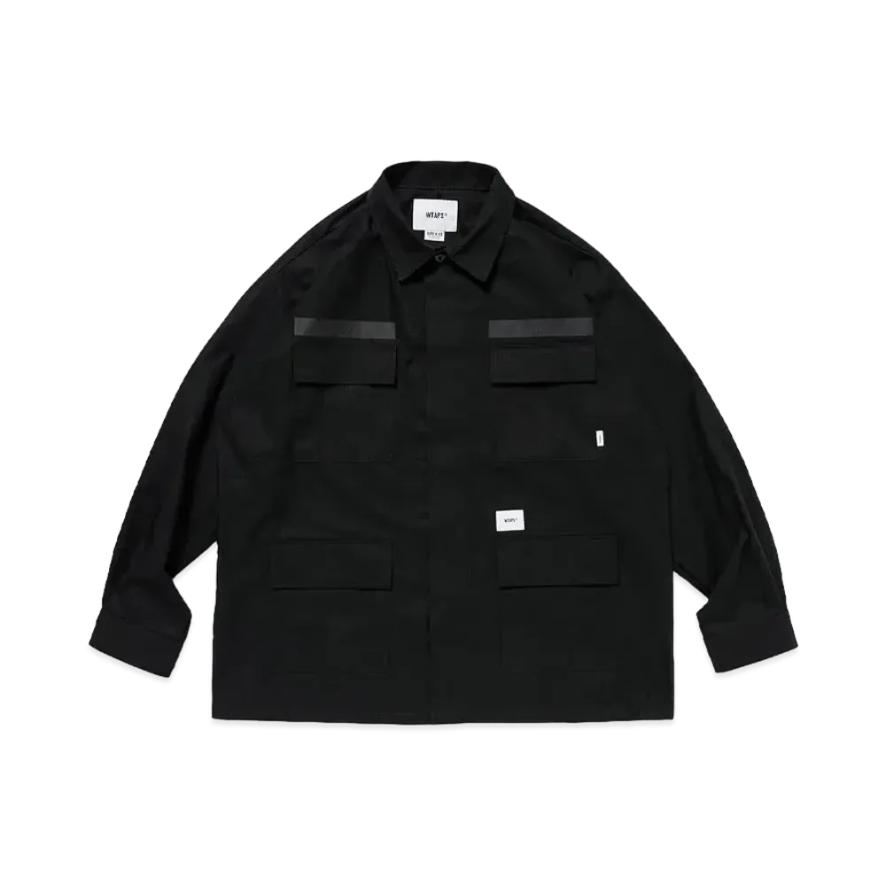 ダブルタップス JMOD 01 / LS / コットン. リップストップ. アイデンティティ "ブラック" 241WVDT-SHM01