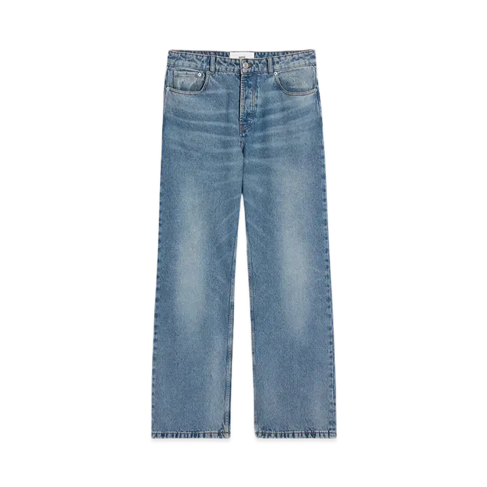 AMI PARIS Blue Cotton Large Fit Jeans "Usedblue"