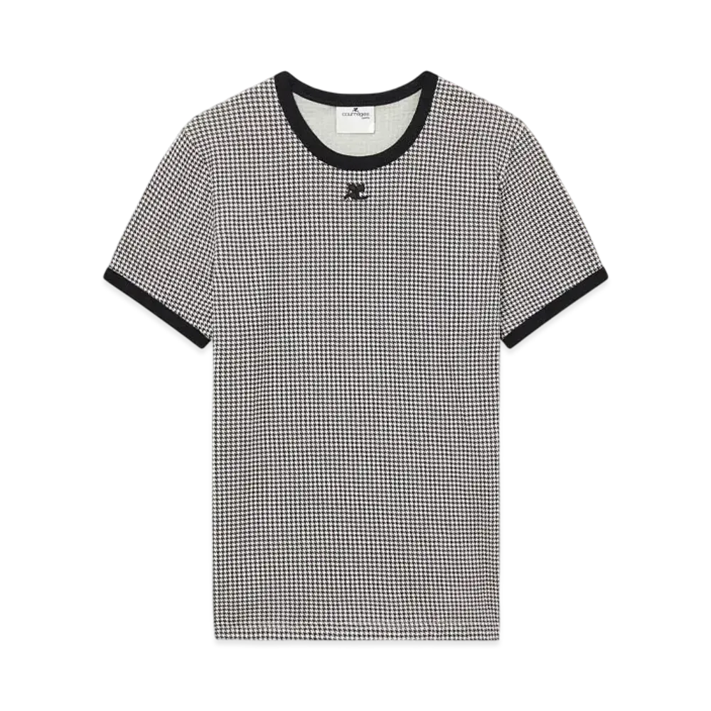 Courreges Contrast Houndstooth T-Shirt "Houndstooth White/Black"