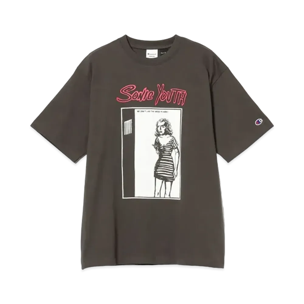 Champion for BEAMS x SONIC YOUTH / Print T-shirt "Off Black"