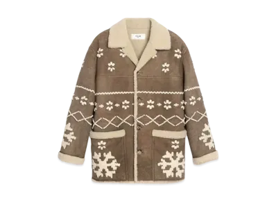 CELINE Embroidery Jacket / Shearling "Khaki/Cream"