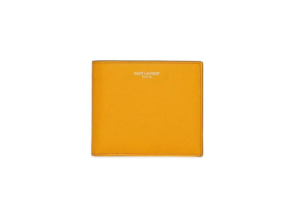 Saint Laurent East/West Wallet In Grain De Poudre Embossed Leather "Dark Jaune"