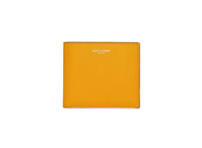 Saint Laurent East/West Wallet In Grain De Poudre Embossed Leather "Dark Jaune"