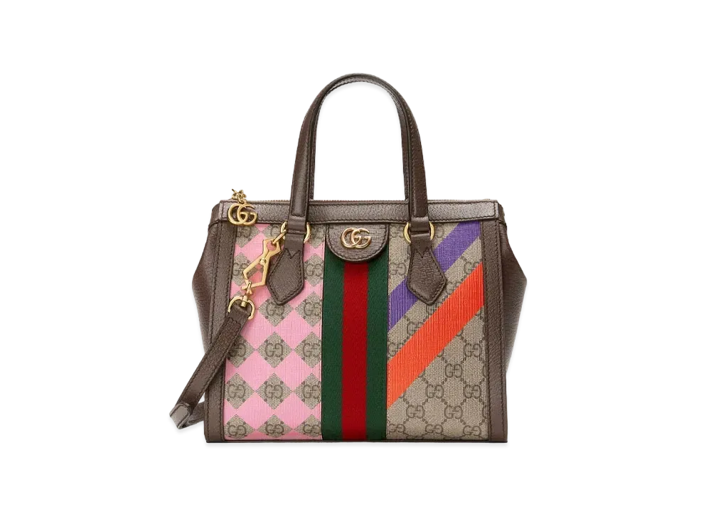 GUCCI Ophidia Small Tote Bag "Geometric Printed GG Supreme Canvas"