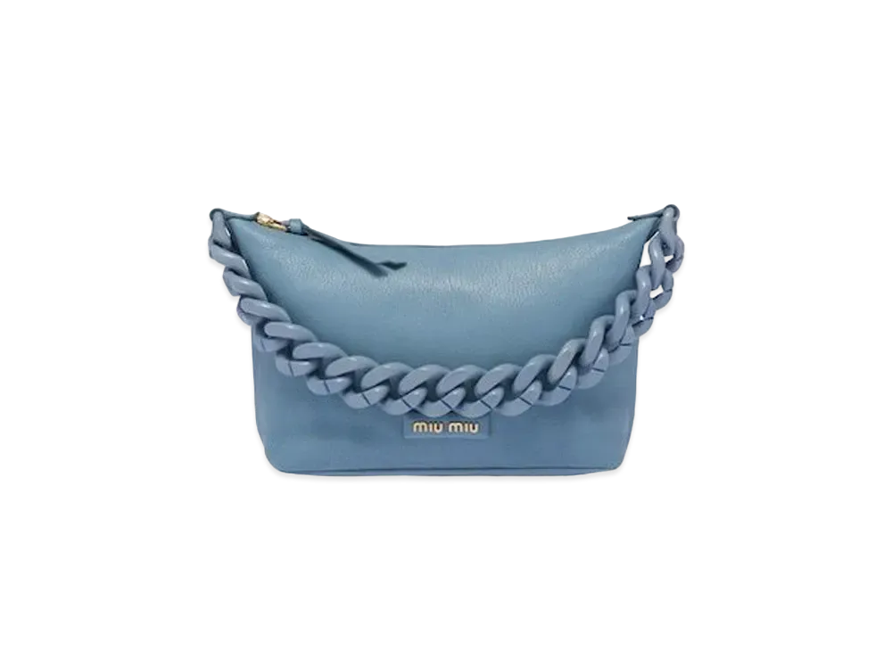 MIU MIU Miu Spirit Madras Leather Bag "Astral Blue"