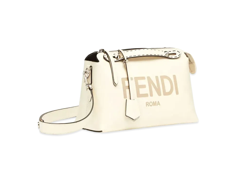 FENDI By The Way Medium Leather Boston Bag "White"