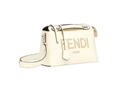 FENDI By The Way Medium Leather Boston Bag "White"