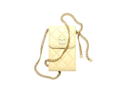 CHANEL Fon Case Lambskin & Enamel "Light Yellow"
