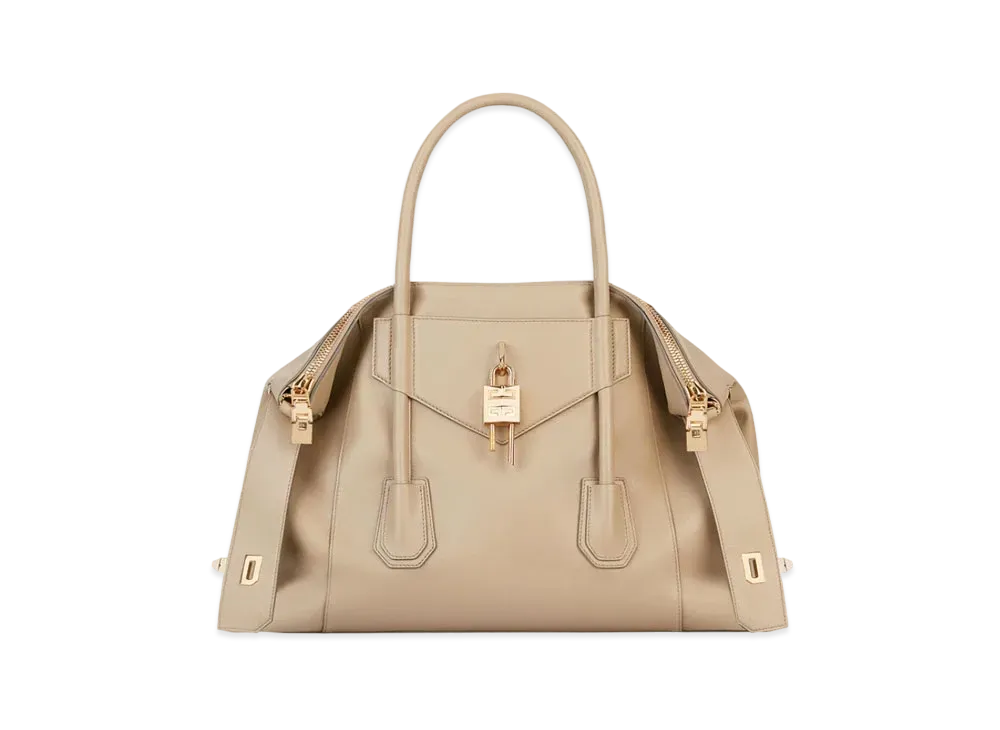 GIVENCHY Medium Antigona Soft Lock Bag in Smooth Leather "Beige"