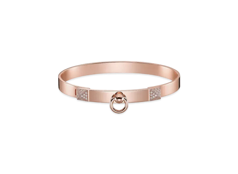 Hermes Collier De Chien Bracelet PM "Pink Gold/48 Diamonds"