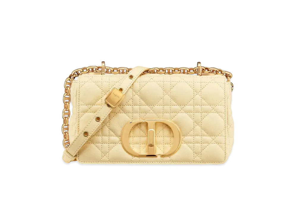 Dior Caro Small Bag Cannage Calfskin "Pale Yellow"