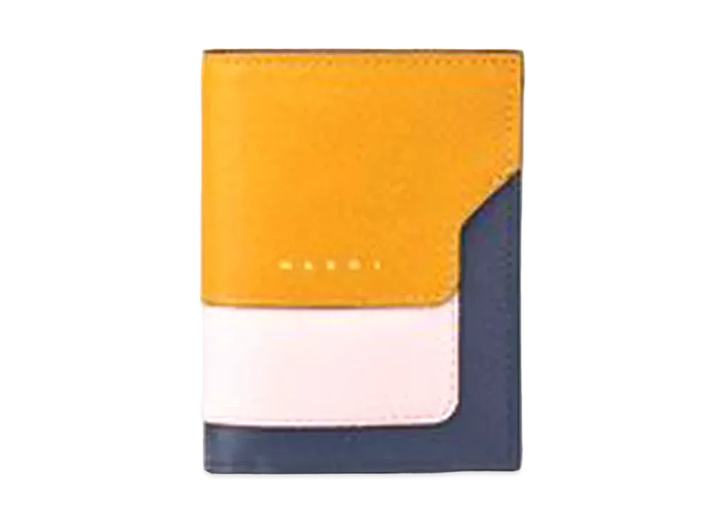 Marni Bi Fold Wallet in Saffiano Calfskin "Orange/Pink/Blue"