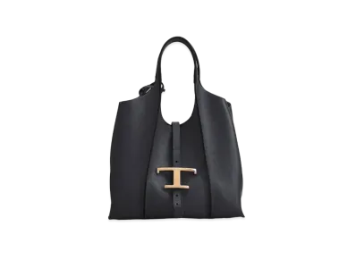 TOD'S T Timeles Leather Shopping Bag Mini "Black"