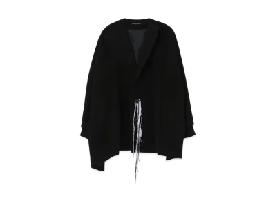 Yohji Yamamoto Y's WOOL MOSSER NO COLLAR SHORT COAT "Black"