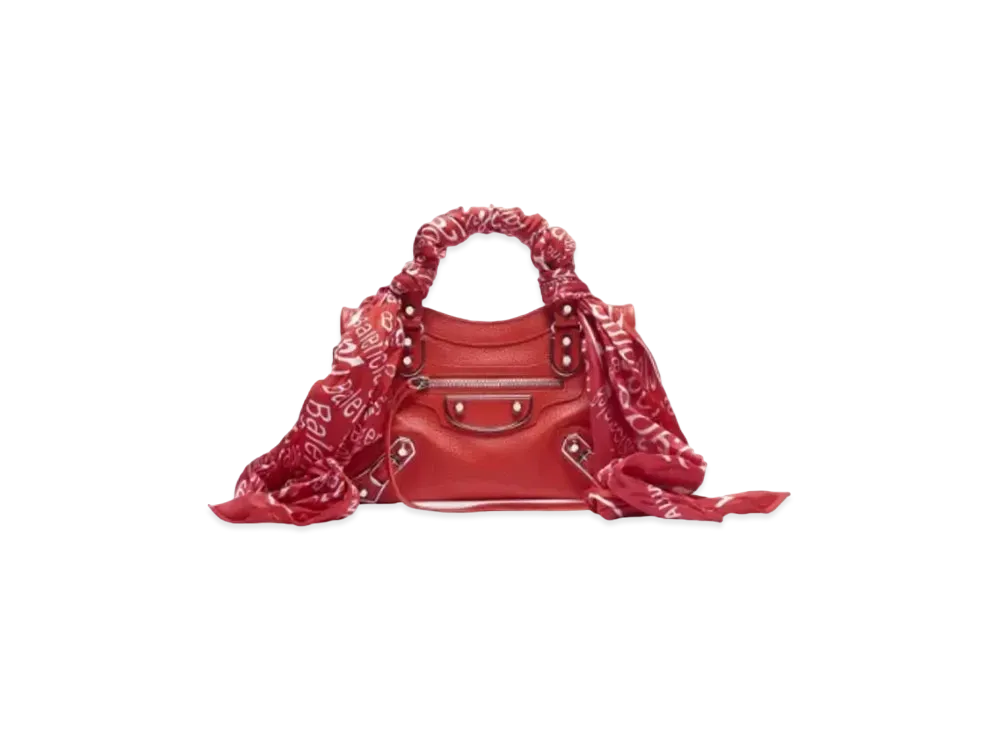 BALENCIAGA Classic Metallic Edge City Mini Scarf Shoulder Bag "Red"